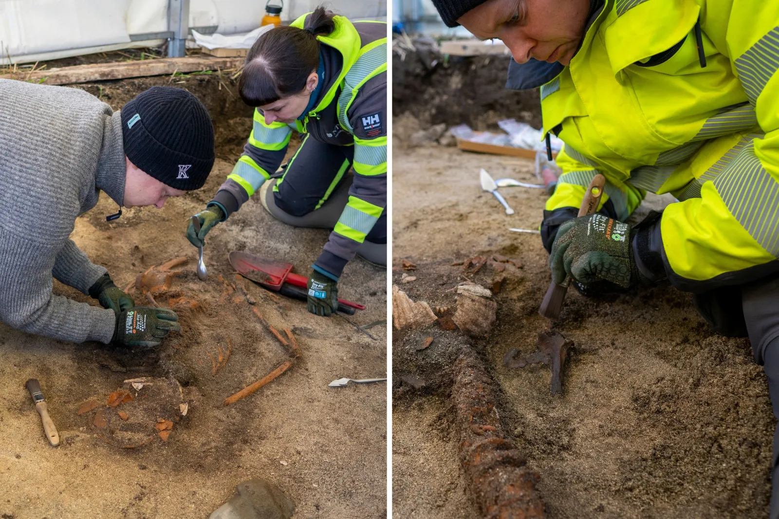 Excavations being done at the Viking grave site.