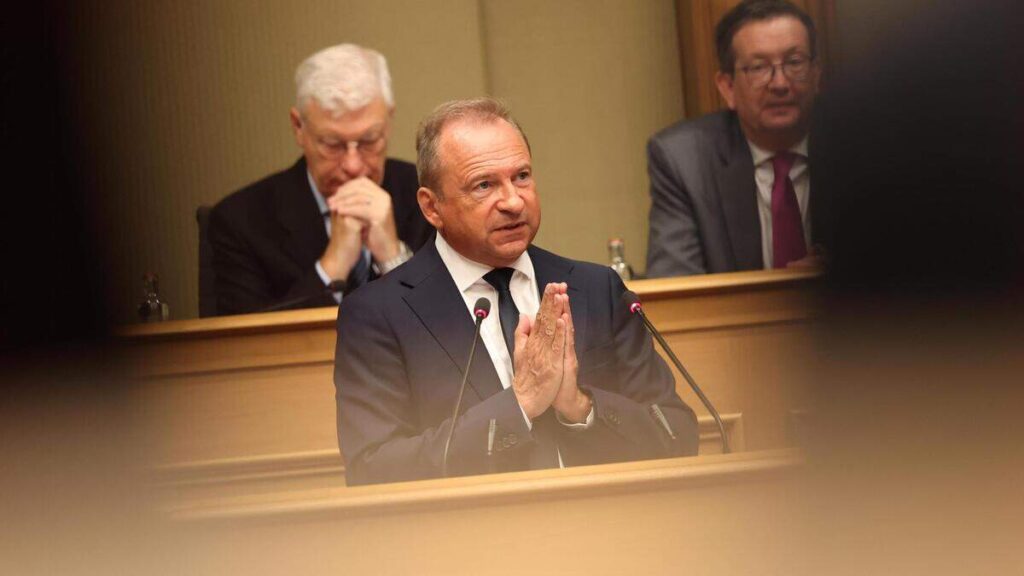 Gilles Roth presenting the budget. The days when Luxembourg's finance minister could count on huge surpluses are probably over.