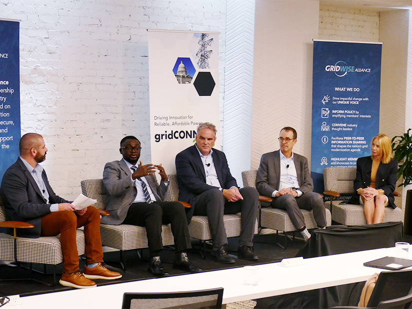 From left: Siemens Grid Software's Matt Burton, Dominion Energy's Ibukunoluwa Korede, Siemens Energy's Craig Newman, Grid Strategies' Rob Gramlich and IBM's Rebekah Eggers at the gridCONNEXT conference