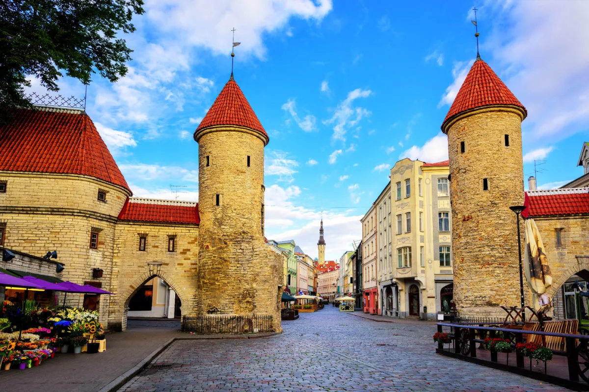 Viru Gate towers in Tallinn, Estonia