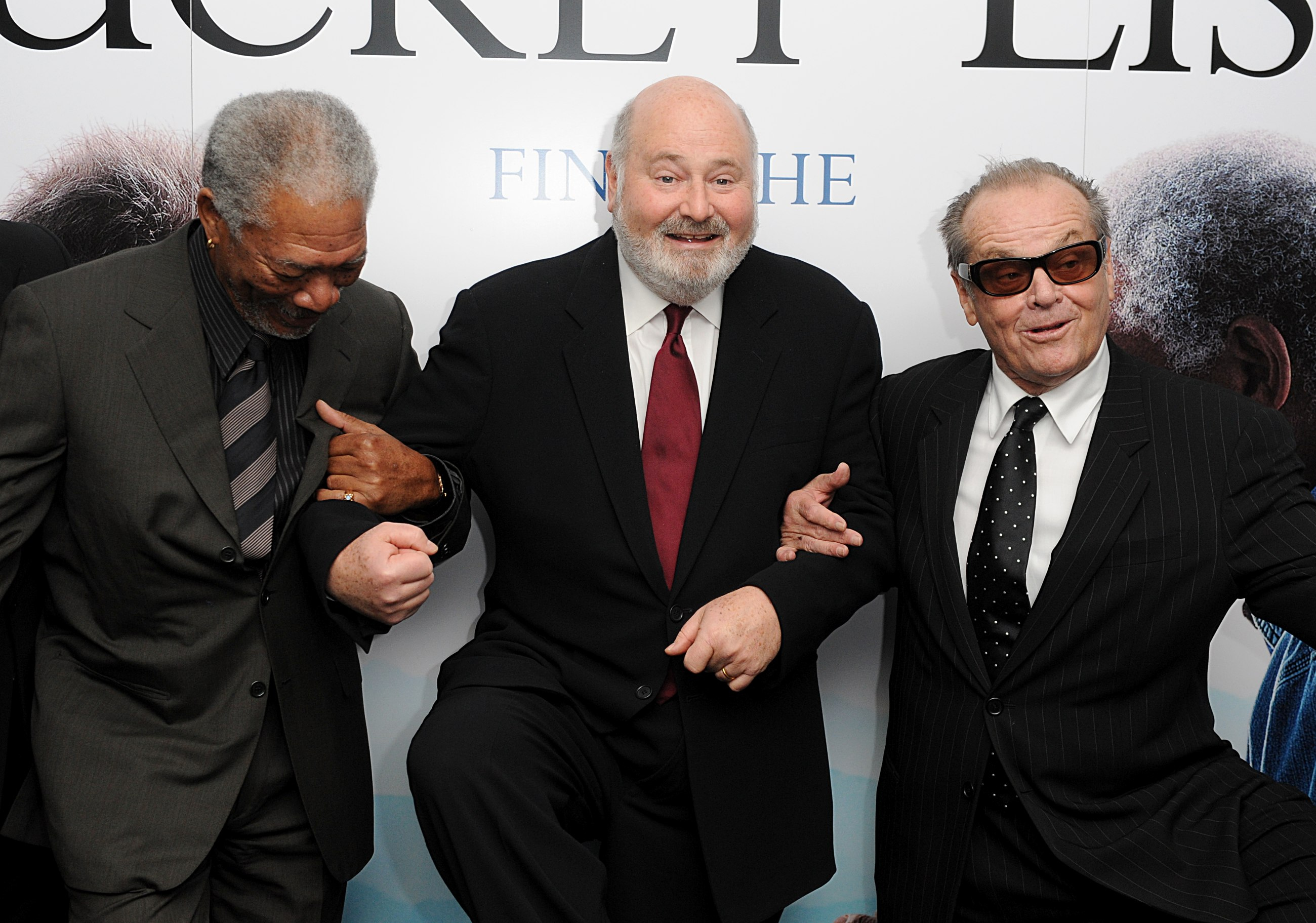 Rob Reiner with Morgan Freeman, left, and Jack Nicholson, right, in London in 2008. Photograph: Joel Ryan/PA