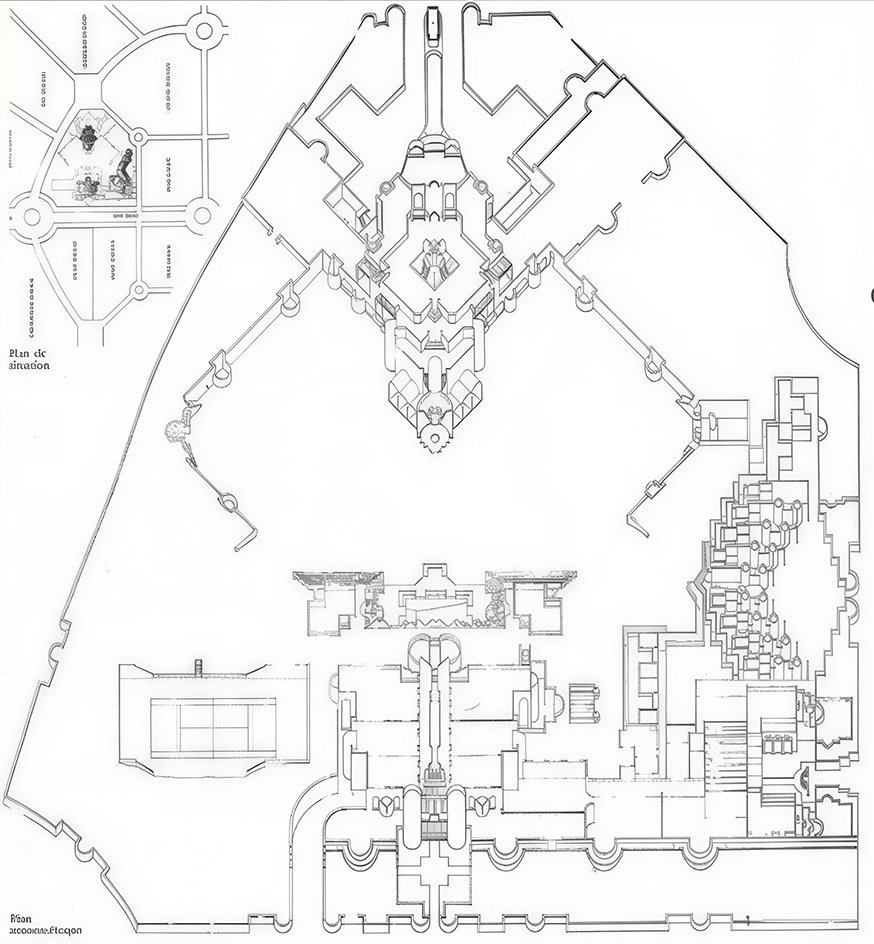 The New Delhi embassy compound, undated - Courtesy of L&rsquo;architecture d&rsquo;aujourd&rsquo;hui, Trois ambassades &agrave; New Delhi 247 (1986): 63