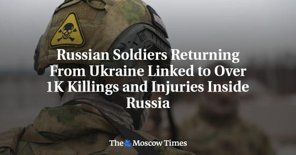 Russian Soldiers Returning From Ukraine Linked to Over 1K Killings and Injuries Inside Russia