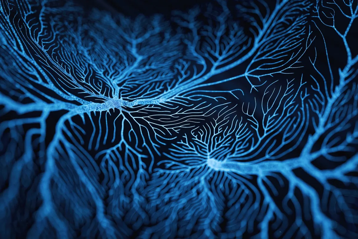 An illustration of neurons on a black background