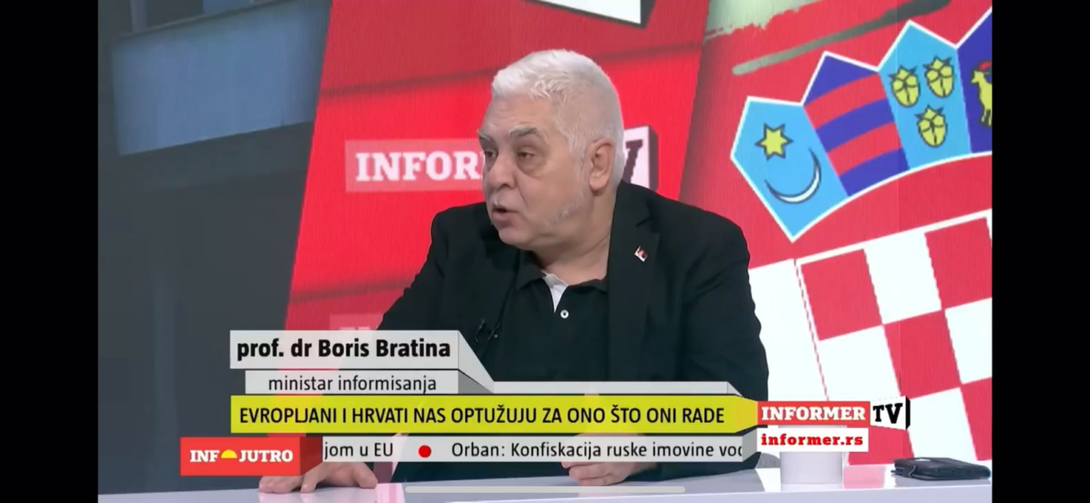 Minister of "Information" of the Republic of Serbia Dr. prof. Boris Bratina: "Like the Ukrainians, the Croats have to pay the territories"