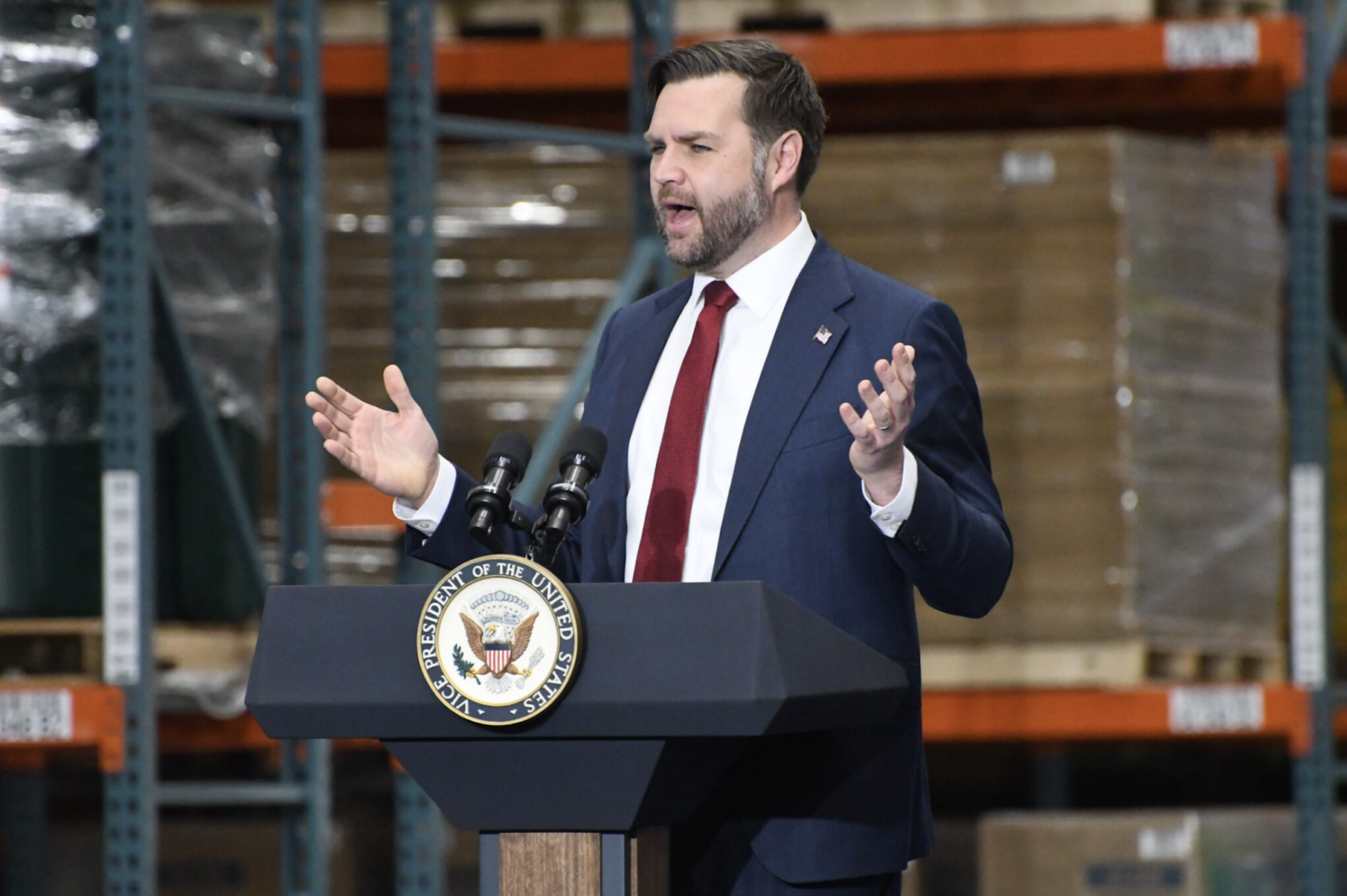 In Pennsylvania Visit, Vance Tries to Ease Fears Over the Economy as Jobs Report Shows Losses