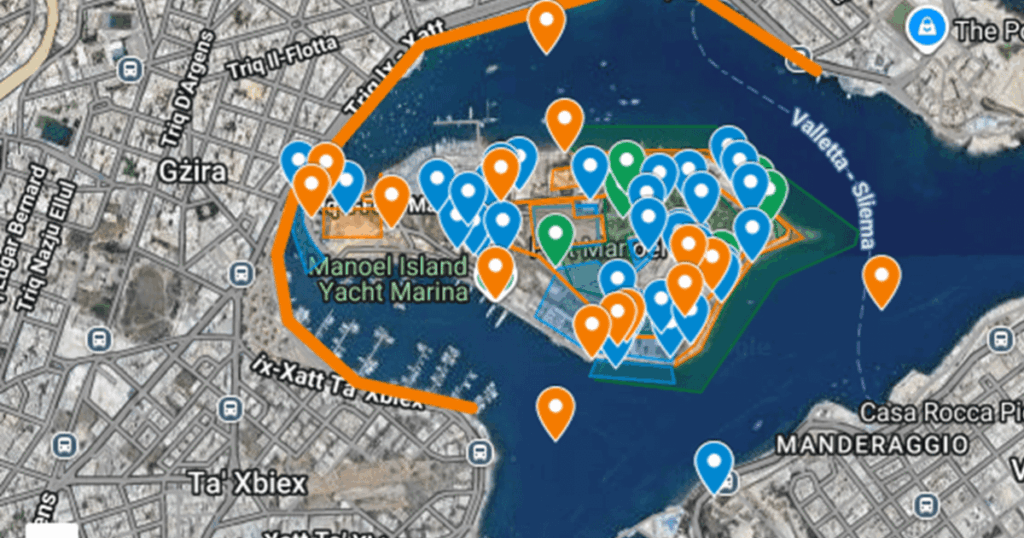 Interactive map highlights Manoel Island history, attractions