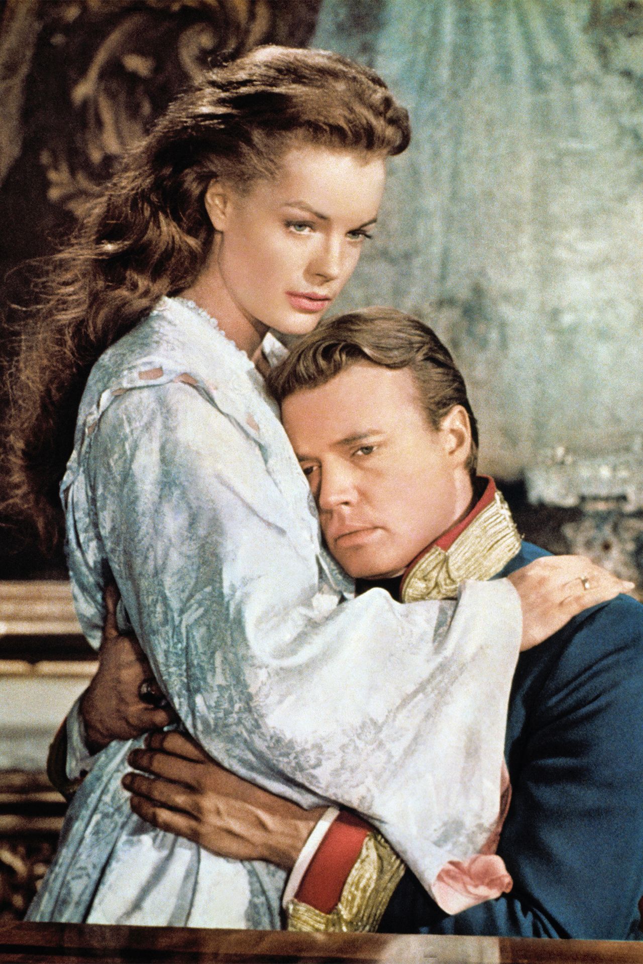 Image may contain Romy Schneider Human Person Hug Karlheinz Böhm Clothing and Apparel