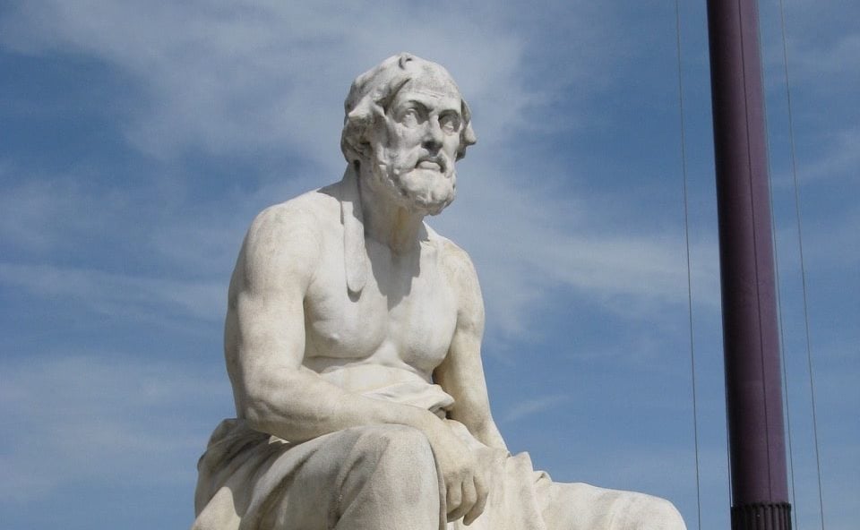 A statue of Thucydides in front of the Austrian Parliament