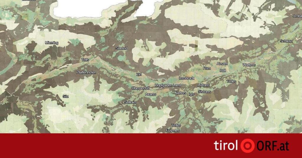 Digital land register shows ownership in Tyrol in the 1850s