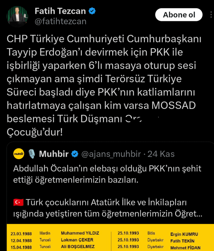 AKP "journalist" named Fatih Tezcan publicly cursed millions of people who opposed the Initiative process, without censorship. This time, a real "journalist" committed the crime of inciting the public to hatred and hostility.