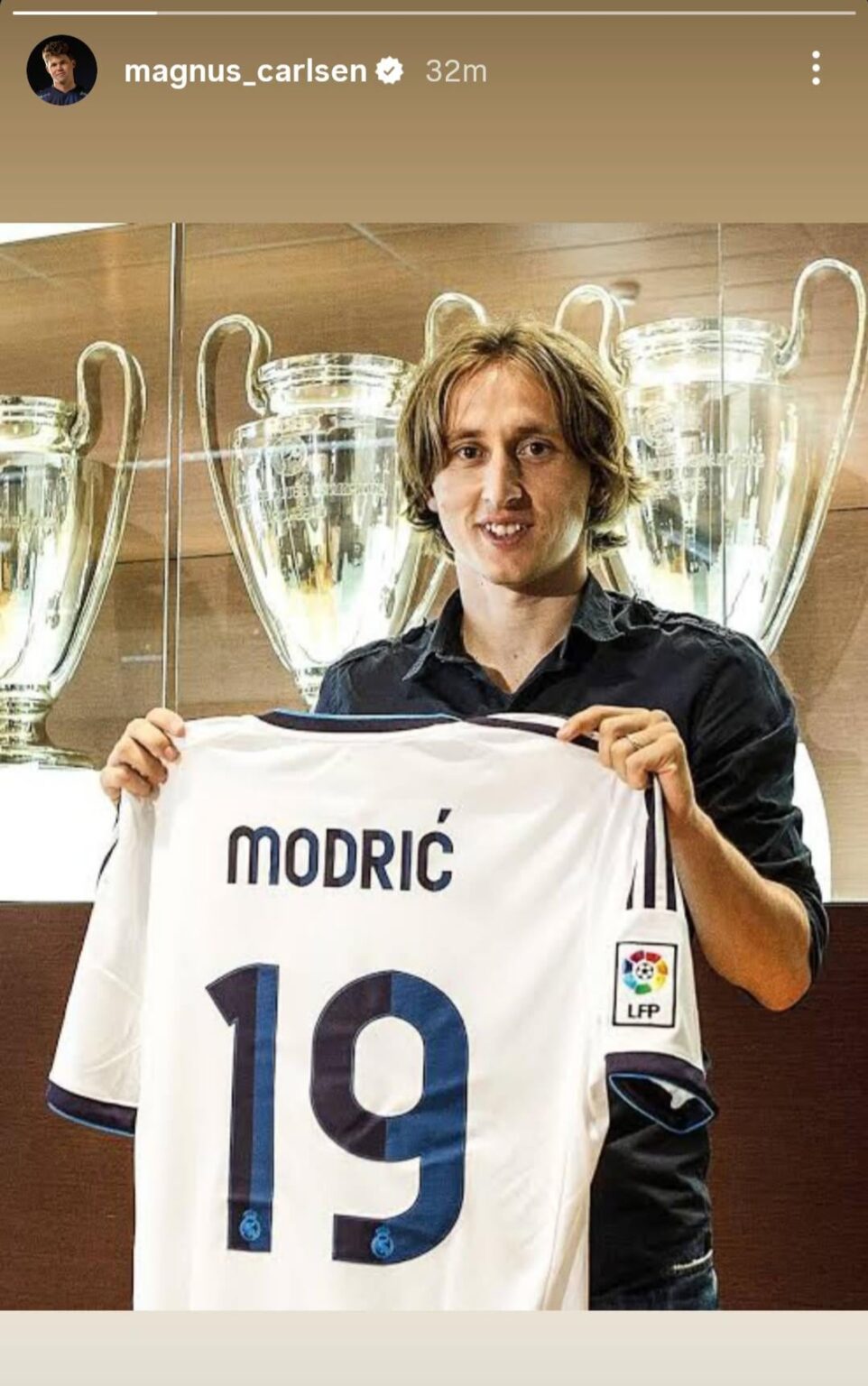 Instagram story of chess number #1 Magnus Carlsen after winning the overall 19th world title