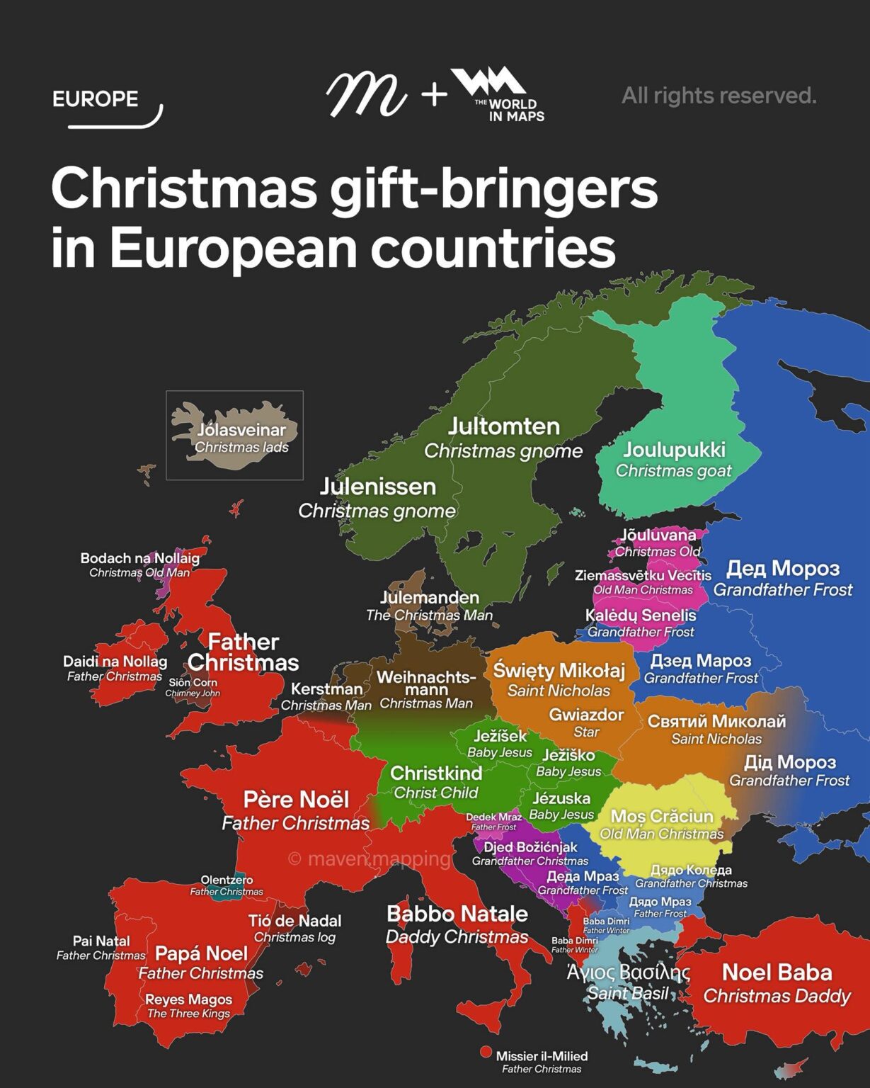 Christmas gift-bringers in European countries