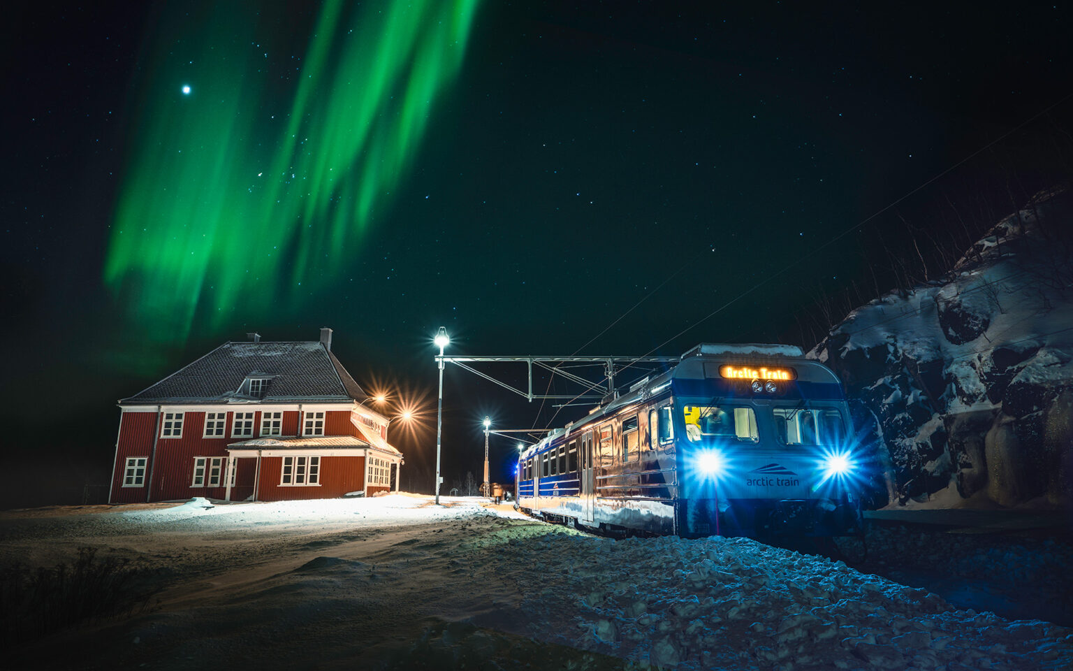 a nighttime rail experience in Norway