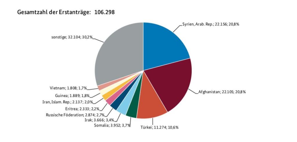 Asylum claims by country of origin in Germany from January to November (2025)