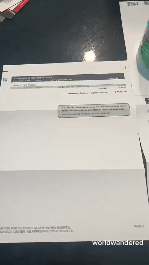 More than US$40,000 for having gone to the emergency room for high blood pressure.