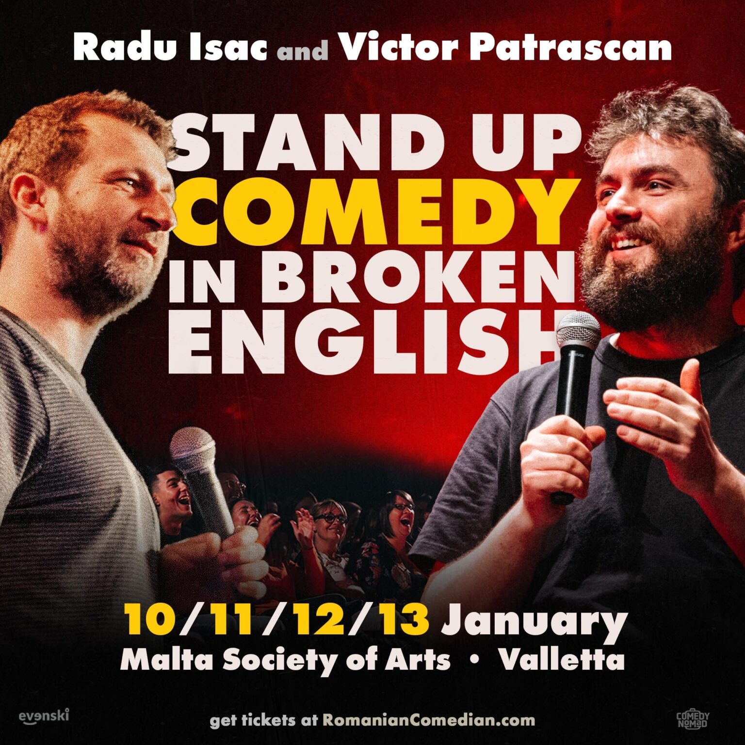 stand up comedy in english in Valletta between the 10th and 13th of January