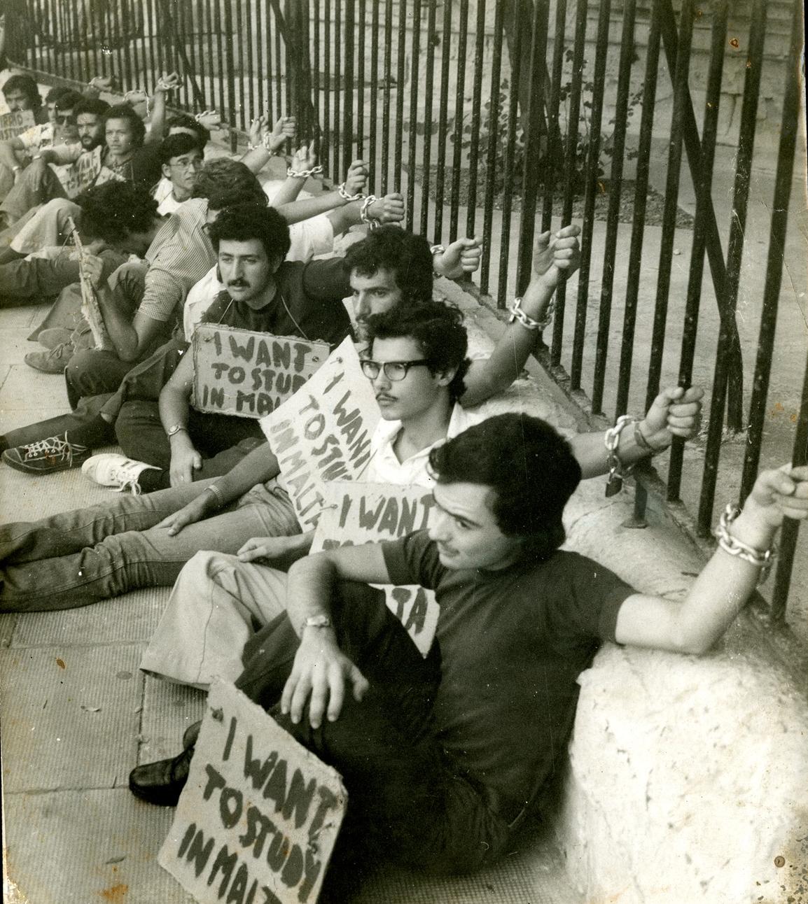 Doctors striking in the 1970s. Photo Frank Attard