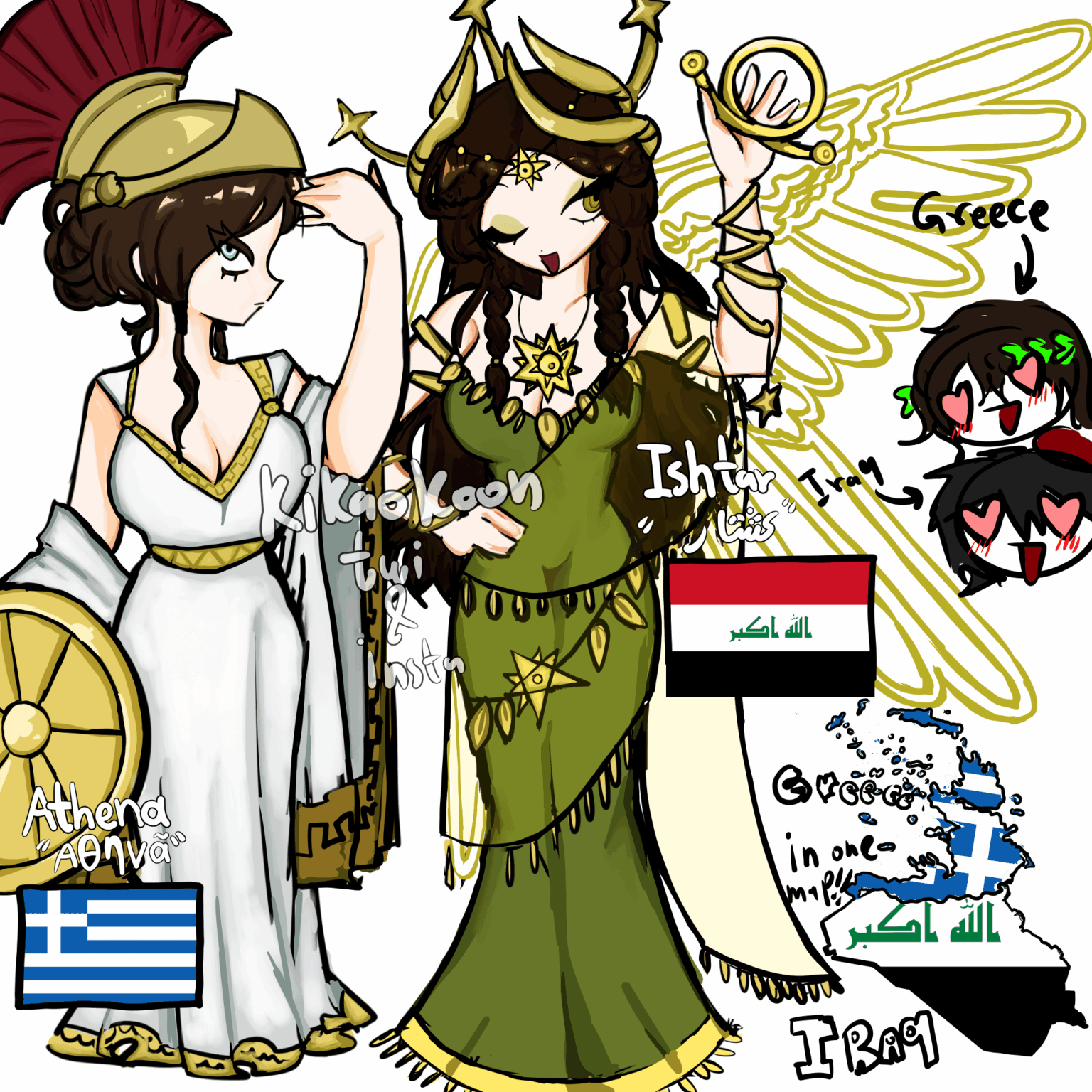 I drew athena and Ishtar