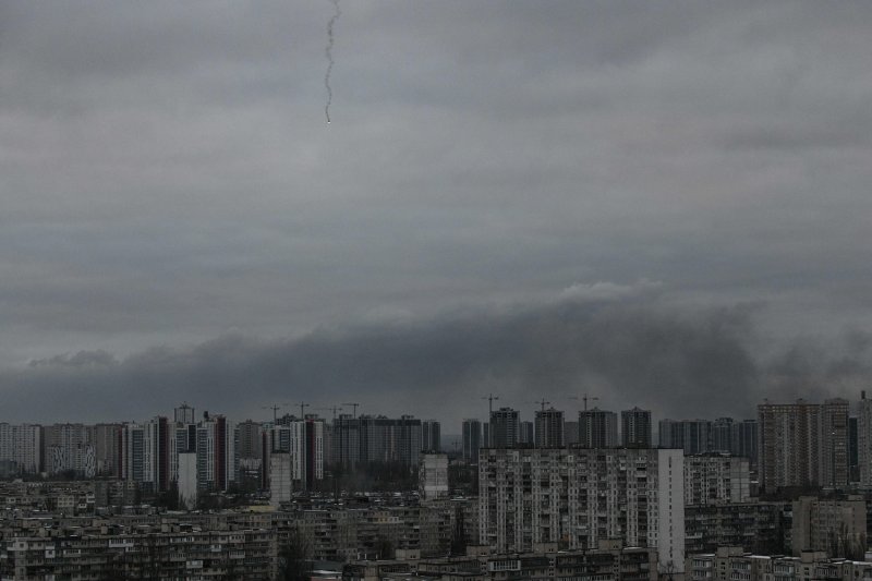Smoke rises above residential buildings following strikes by Russian drones and missiles in Kyiv on Dec 27, 2025. As many as 600,000 people were left without power, local authorities said. (Photo: AFP)