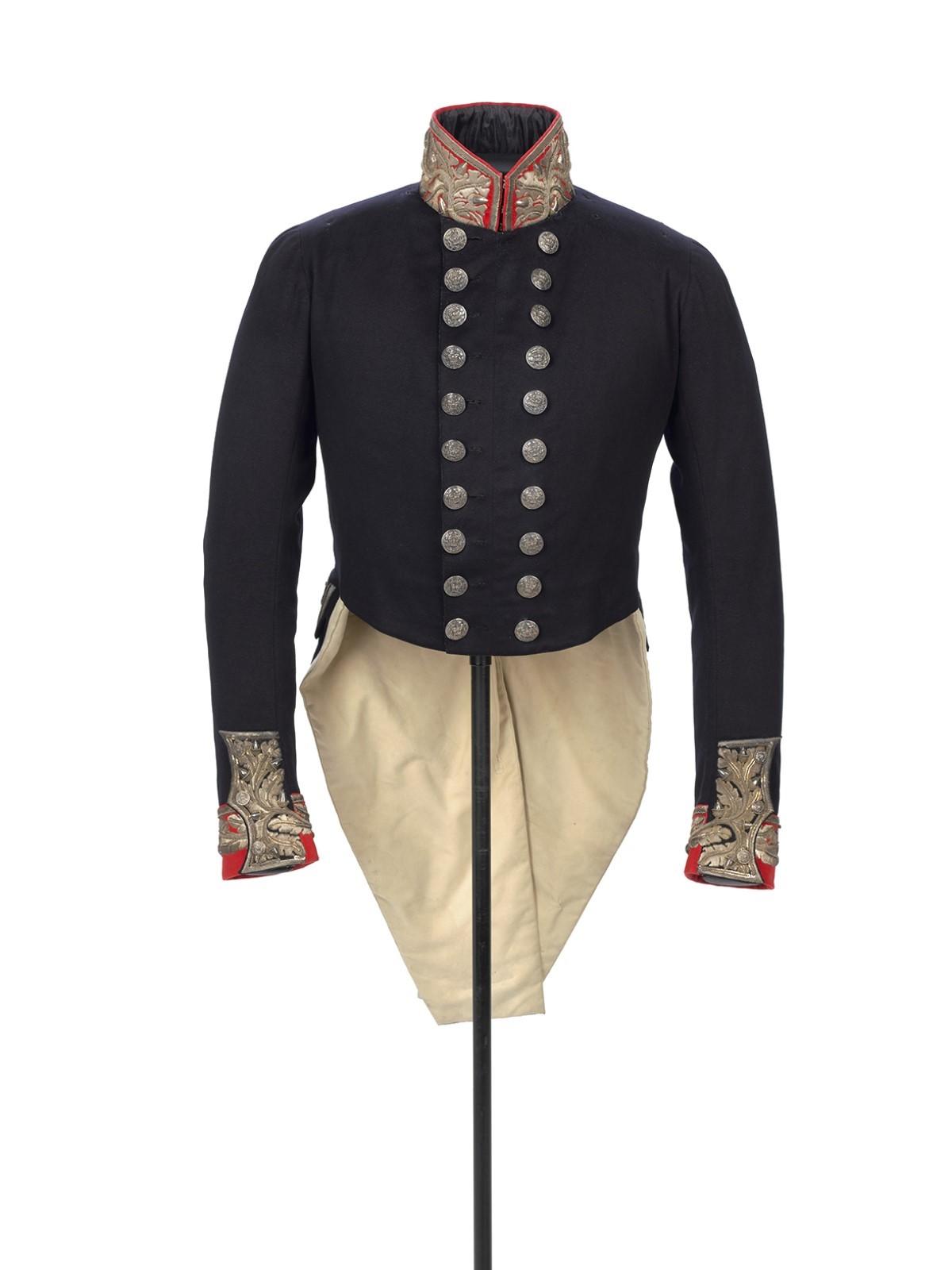 British colonial governor’s uniform dress coatee, 1850s, England, maker unknown. Gift of Miss P Lowe, 1979. Te Papa (PC001945)
