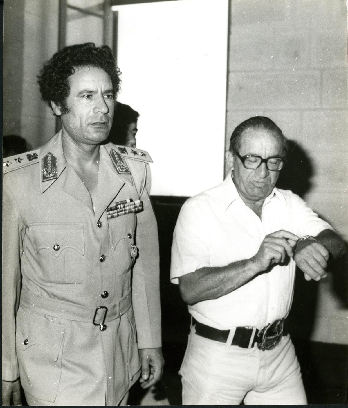 Muammar Gaddafi and Dom Mintoff. Photo: Frank Attard