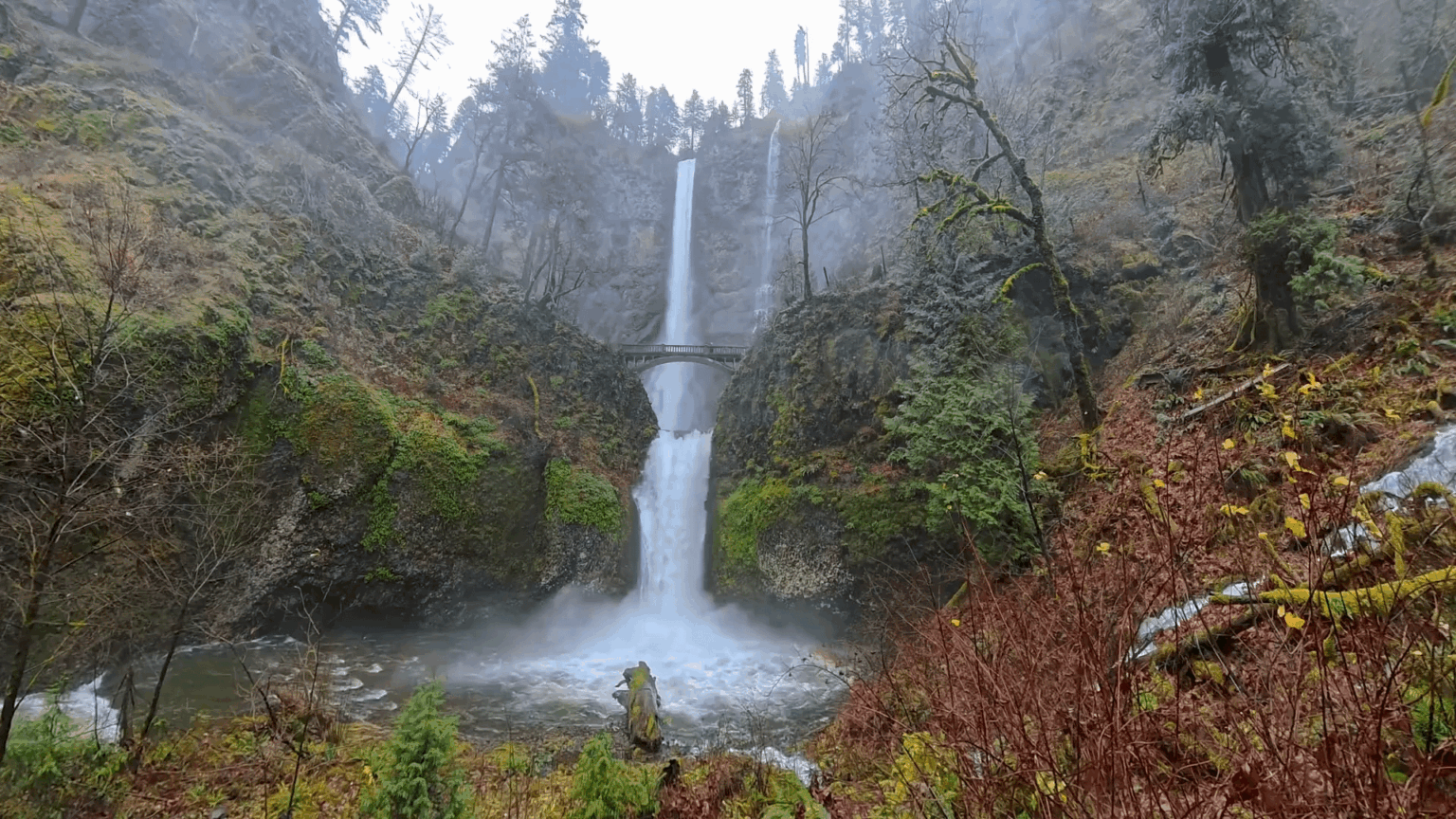 Multnomah Falls rages after atmospheric river