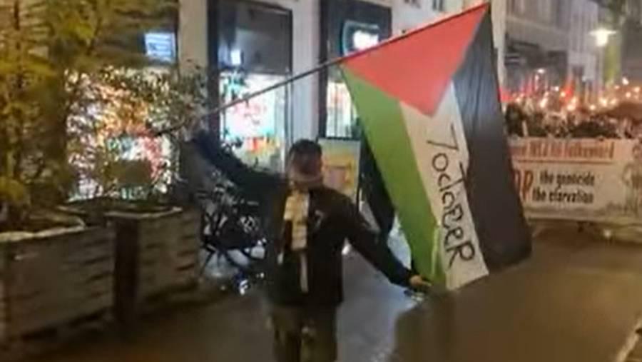 Causing a stir: Hamas attack hailed by torchlight procession in Danish city