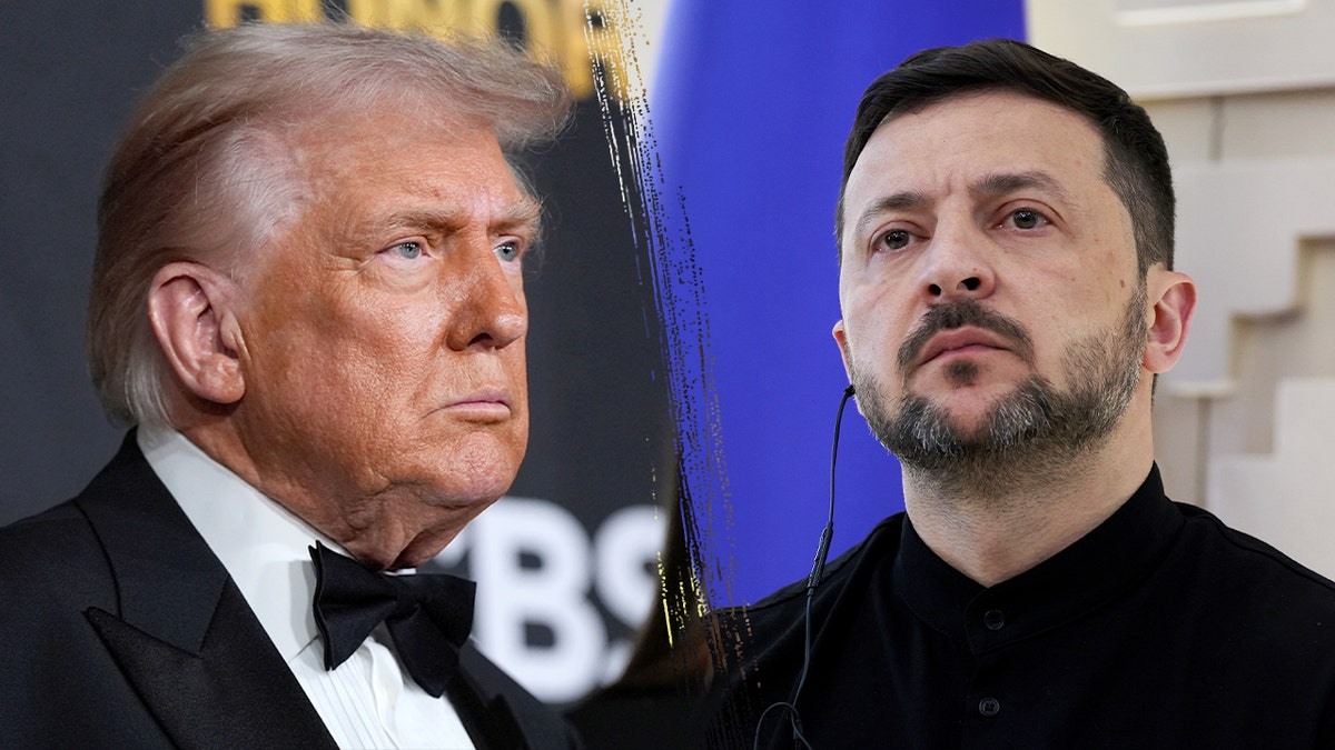 A side by side of Donald Trump and Volodymyr Zelenskyy.
