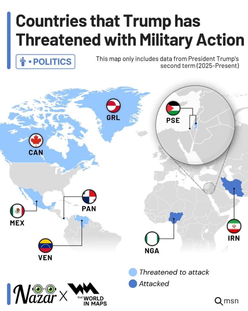 Countries that Trump has threatened with military action