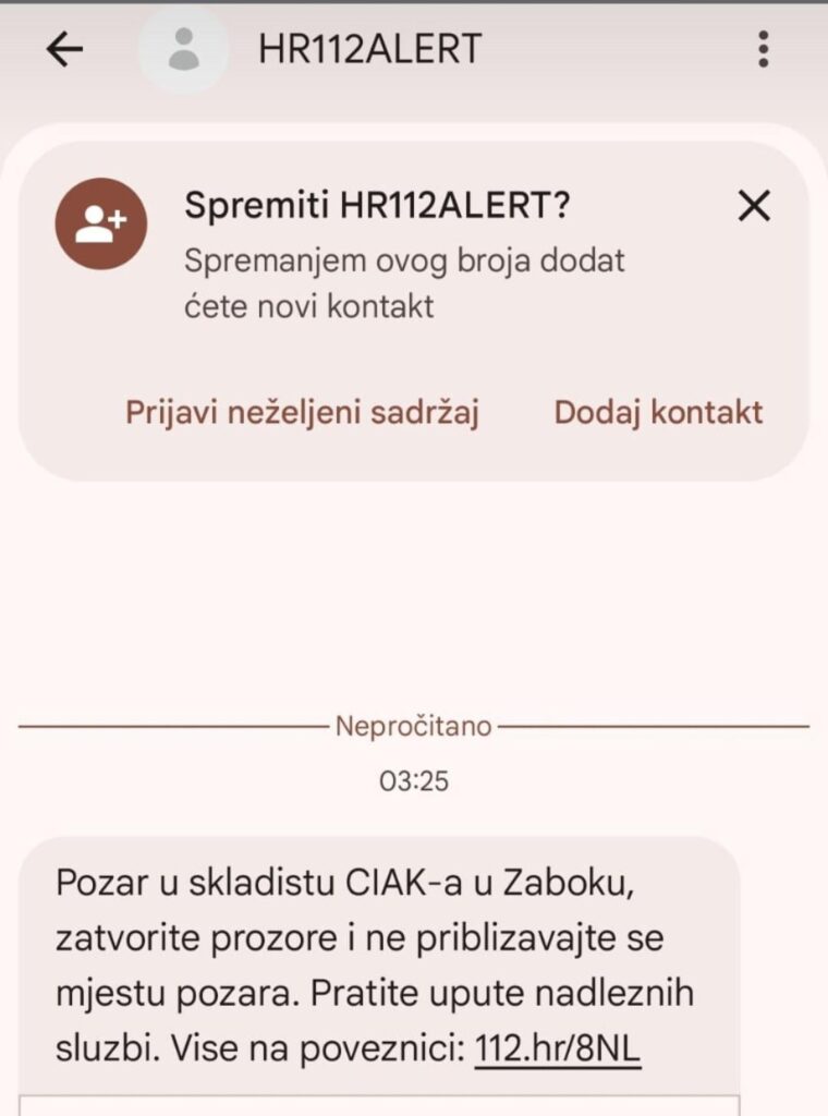 HRAlert 112 messages for Zabok and the surrounding area