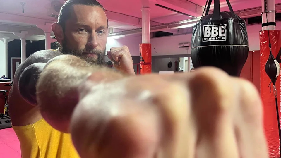 Luke Brassfield at his training gym in Long Eaton 