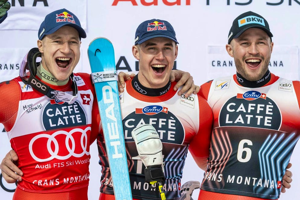 In Crans-Montana, the Swiss celebrated their first triple victory in a downhill race since 1996, a feat they repeated in Kvitfjell.