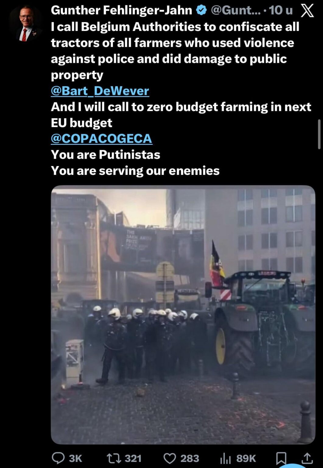 World renowned Austrian economist Gunther Fehlinger-Jahn weighs in on the Brussels farmer protests with advice for the PM