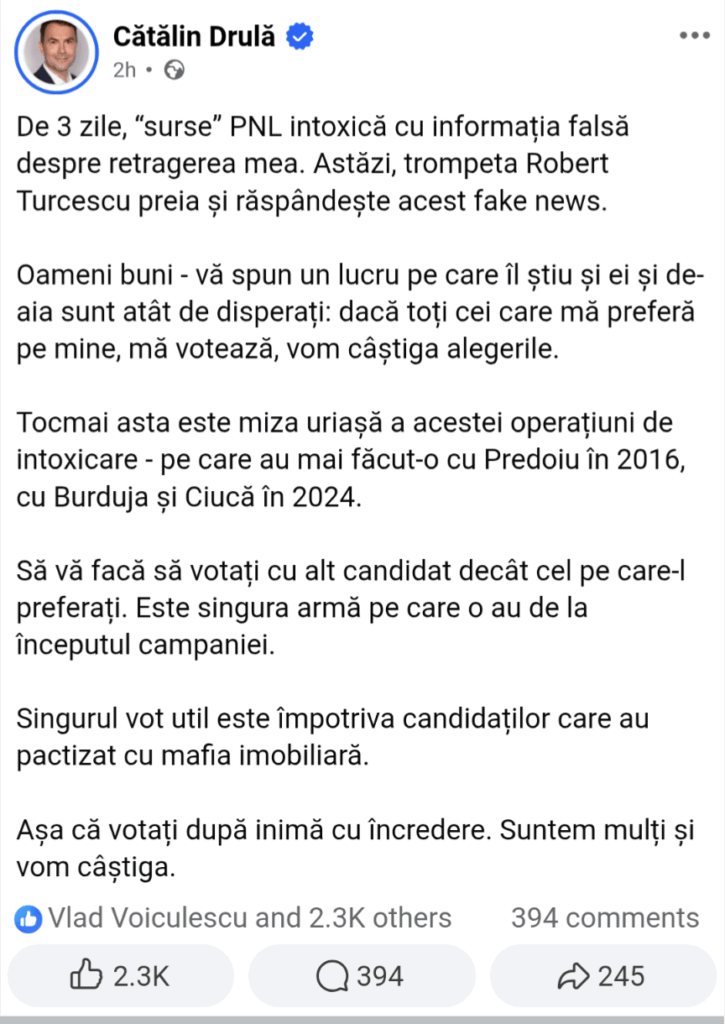 Cătălin Drula: The only useful vote is against the candidates who made pacts with the real estate mafia