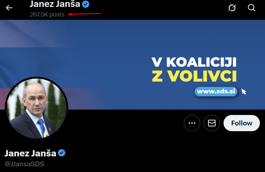 Janez Janša has 270K tweets on Twitter since he created the account in 2011. That's about 50-55 tweets a day, more than the worst X influencers. I really wonder if he is all right?