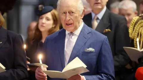 PA Media King Charles at an Advent service at Westminster Abbey