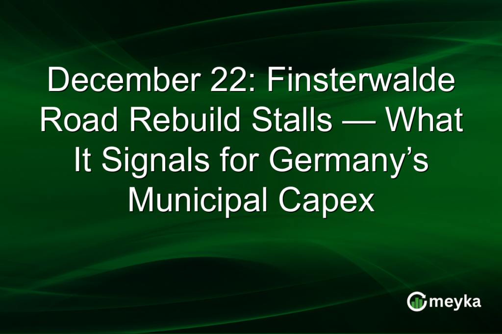 December 22: Finsterwalde Road Rebuild Stalls — What It Signals for Germany’s Municipal Capex