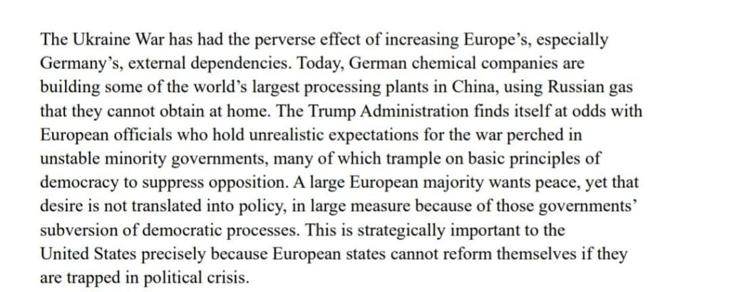 US National Security Strategy Blames European Governments for Continuing Russia's War.