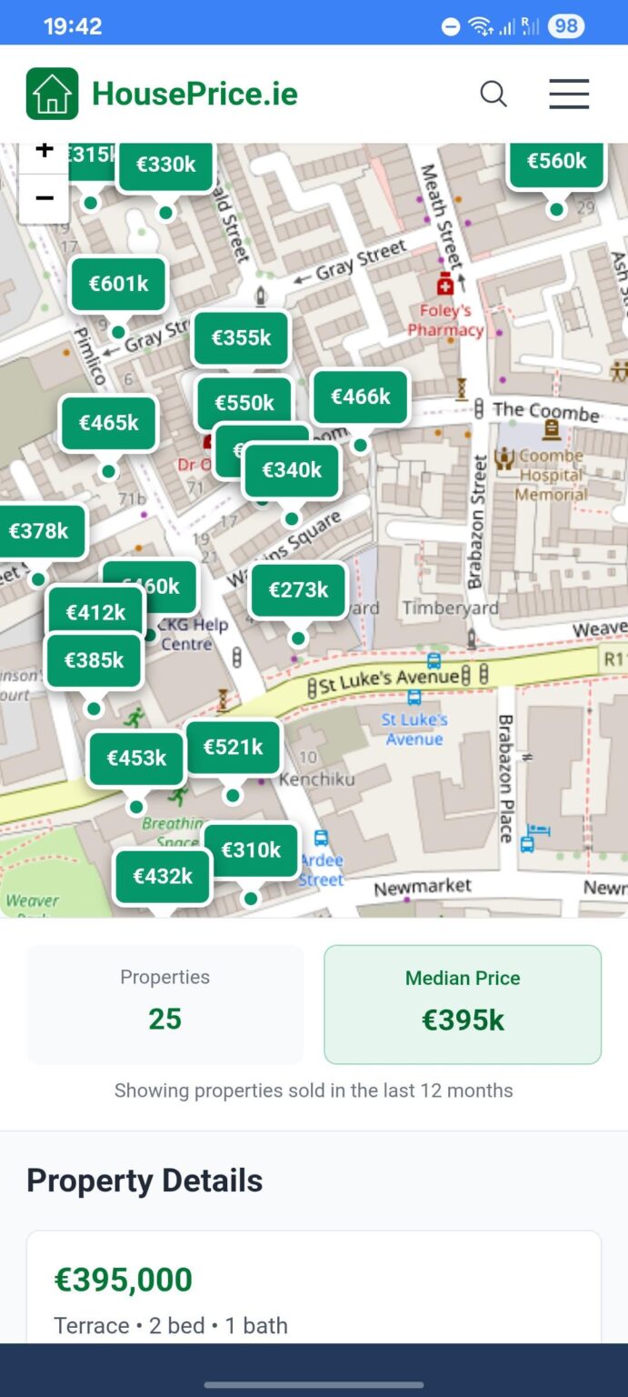 I made a free tool which plots sold house prices on a map. You can click on the pins to see details like number of bedrooms.