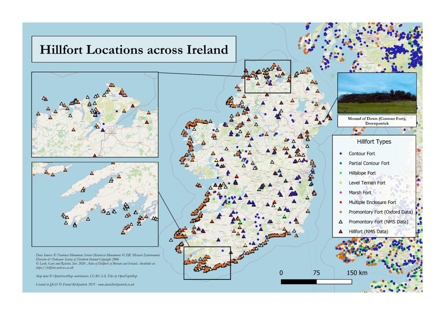 [OC] Distribution of Hillforts in Ireland