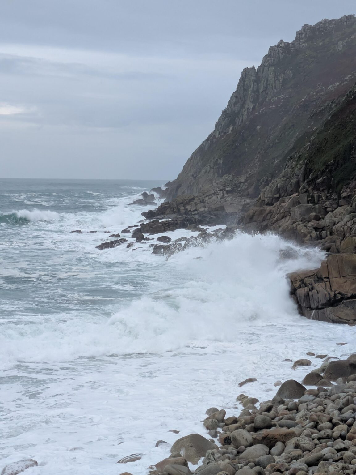 Atlantic Swell crashing against the Cornish coast.