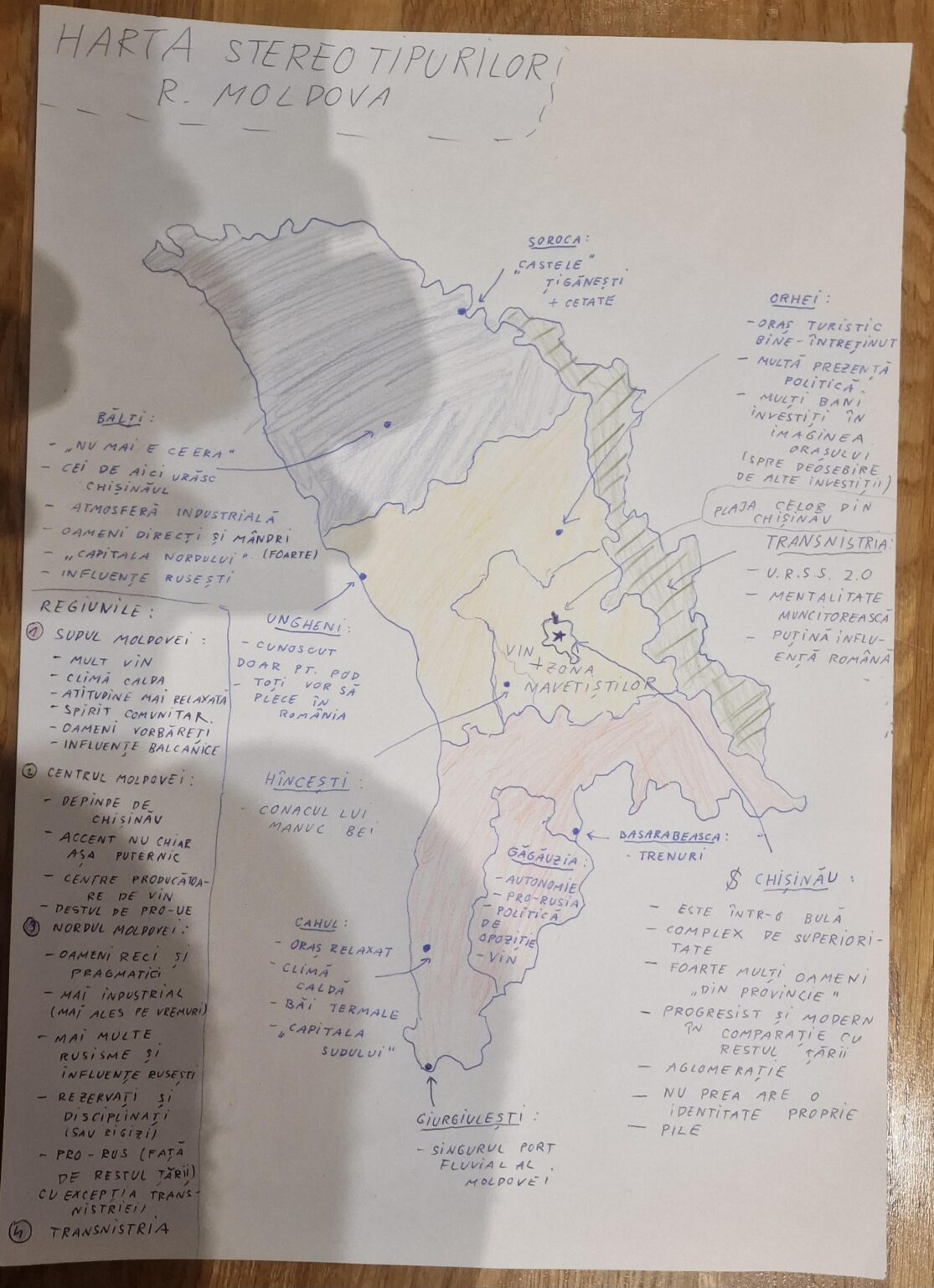 Map of regional stereotypes of Moldova, made by a Transylvanian