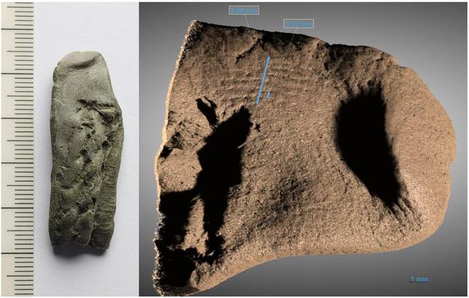 Fingerprint shown on the left comes from caulking fragment and on the right is the high-resolution x-ray tomography scan
