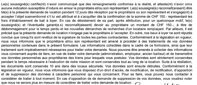 150 CHF fee for "preparing apartment rental agreement"?