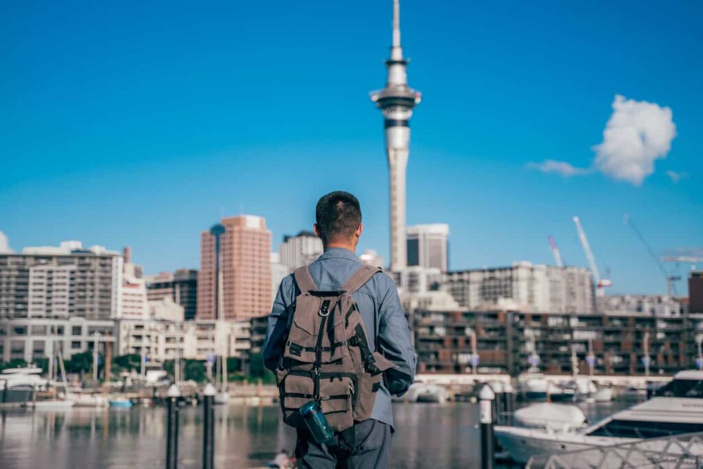 Tourist visiting Auckland and sky tower
