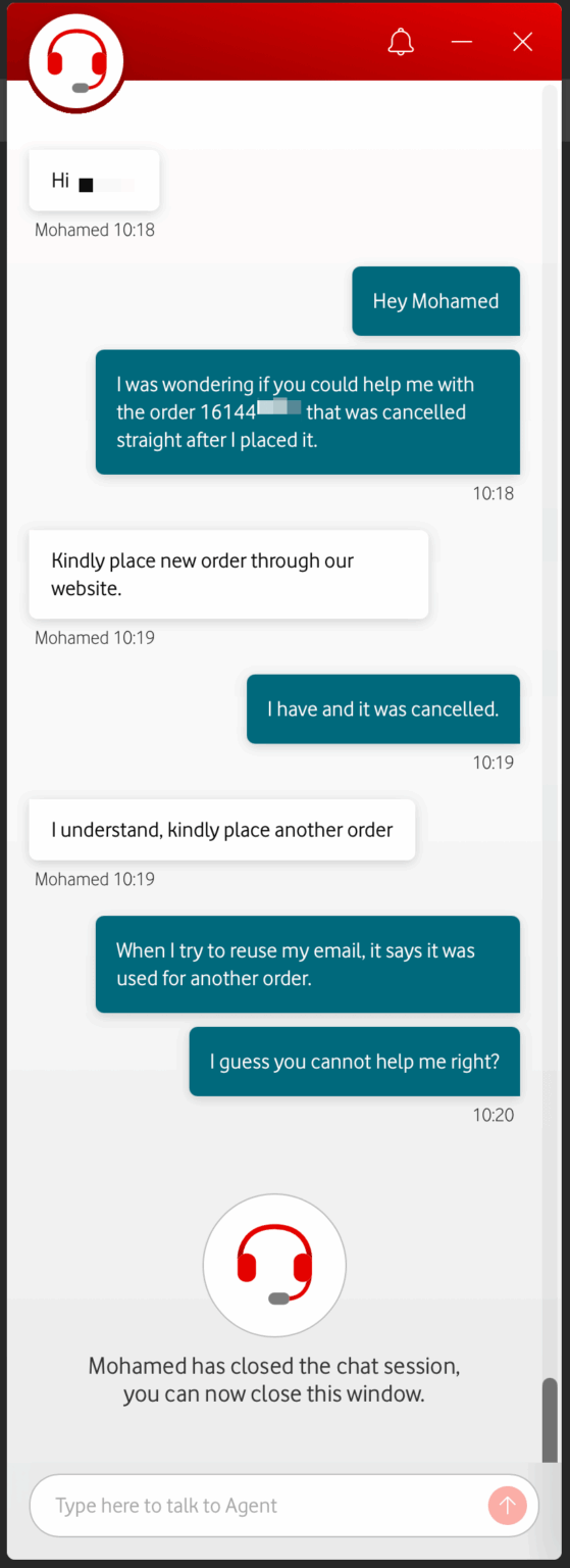 Is this a new level of "doing f**k all" from Vodafone support?