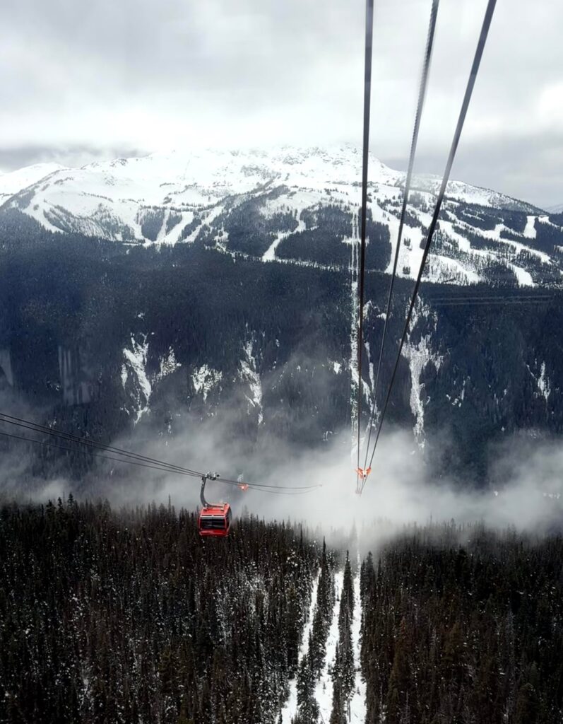 Winter views from the peak to peak gondola in Whistler, BC
