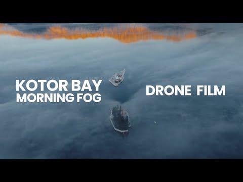 Kotor Bay under Morning Fog - Drone video