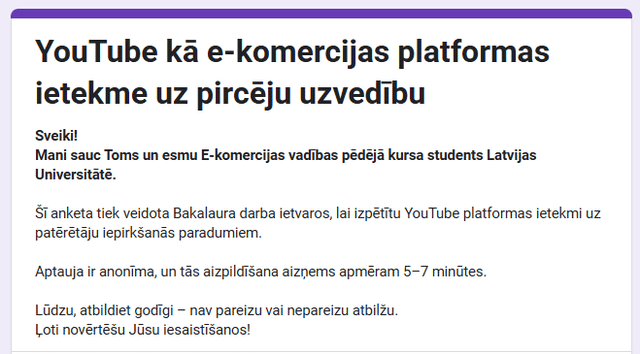 Bachelor Thesis Survey Questionnaire